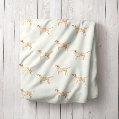Watercolor Golden Labrador Retriever Minky Fleece Blanket, Golden Labrador Retriever Baby Blanket, Labrador Retriever Nursery Decor