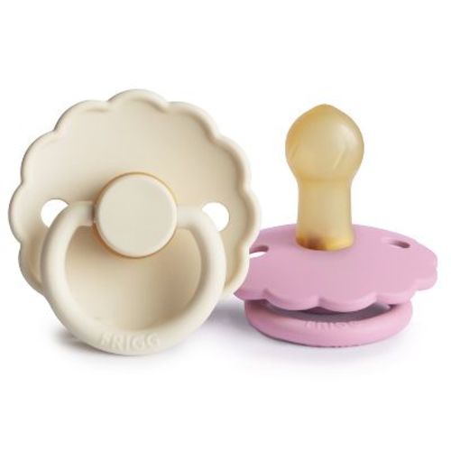 FRIGG Daisy Natural Rubber Pacifier 2-Pack Cotton Candy/Sandstone 0-6 months