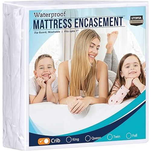 Utopia Bedding Zippered Mattress Encasement Crib, 100% Waterproof Bed Bug and Dust Mite Proof Mattress Protector, Absorbent Six-Sided Mattress Cover