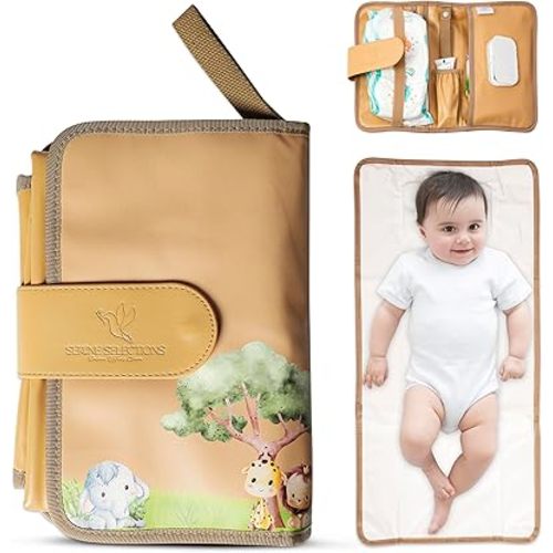 Portable Baby Diaper Changing Pad – Waterproof, Lightweight & Foldable with Built-in Pillow | Perfect Travel Changing Mat for Baby Diaper Bag | Easy-to-Clean Portable Changing Station for On-The-Go