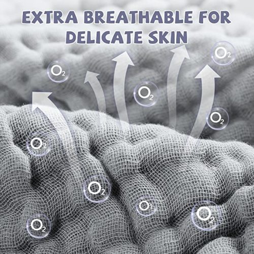 MUKIN Baby Washcloths - Soft Face Cloths for Newborn, Absorbent Bath Face Towels, Baby Wipes, Burp Cloths or Face Towels, Baby Registry as Shower. Pack of 6-12x12 inches (Grey)