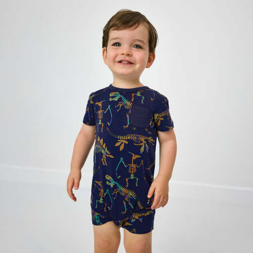 Fossil Quest Pocket Shorty Romper | Little Sleepies