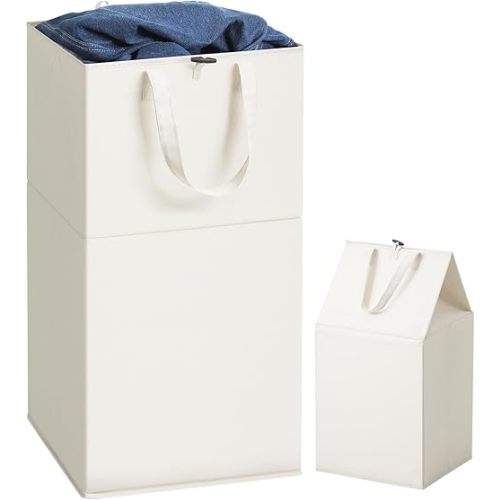 Transformable Laundry Hamper, Dual-Function Design, Large Collapsible Laundry Basket with Extended Handles, Easy to Carry, Clothes hamper for laundry(75L,Beige)