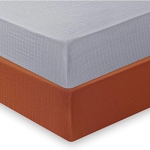 david's kids Muslin Crib Sheets for Boys Girls, 2 Pack 100% Cotton Soft Breathable Fitted Baby Sheet Set, 28x52 Inch Fits Standard Crib and Toddler Mattresses, Brown & Grey