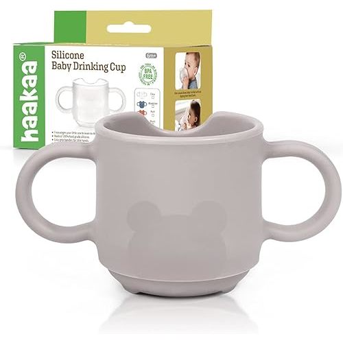 haakaa Silicone Toddler Cups, BPA Free Drop-Proof Training Open Cups for Baby 6 Months+, 5 Ounce (Suva Grey)