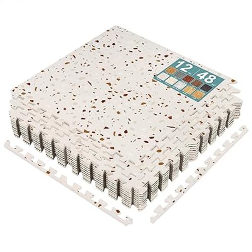 Sorbus Wood Grain Floor Tiles Foam Mat EVA Interlocking Mats Tile 3/8-Inch Thick Flooring Wood Puzzle Exercise Mats w/Borders - Home Playroom Basement, Apartment, Trade Show, Baby, Dance