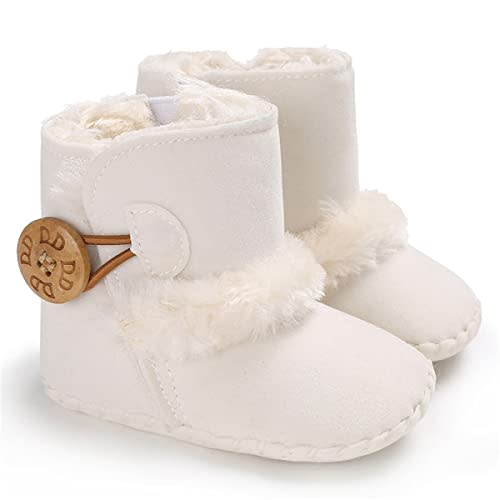 HsdsBebe Baby Boys Girls Snow Boots Premium Button Non Slip Soft Sole Toddler First Walker Winter Warm Crib Shoes