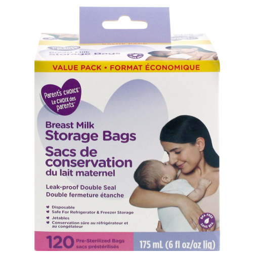 Parent’s Choice Breast Milk Storage Bags, 120 x 175 mL