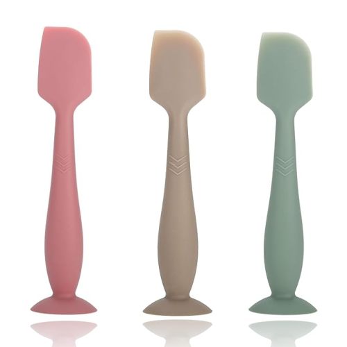 Baby Diaper Cream Spatula, Seeway 3 pack Baby Butt Paste Spatula, Diaper Cream Applicator, Silicone Butt Spatula for Newborn Babies (dark pink, green, brown) - red+brown+green