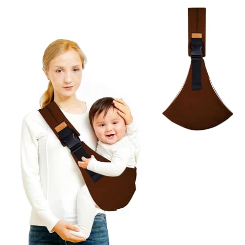 Baby Sling Carrier,Baby Carrier Newborn to Toddler,Adjustable and Lightweight Toddler Carrier(10-30lbs),Baby Sling with Safety Buckle(Cloth,Brown)