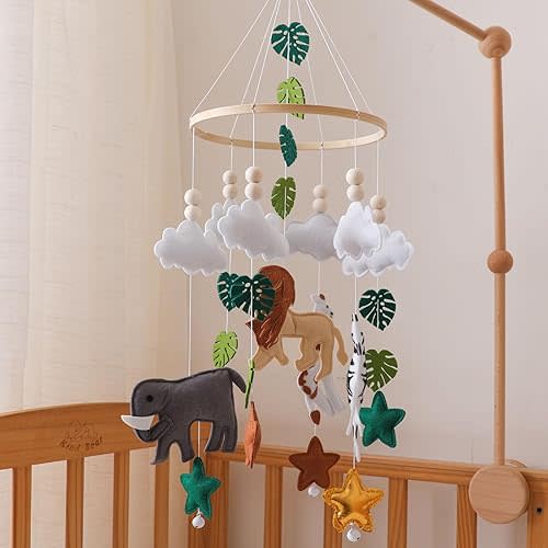 Baby Crib Mobile, Animal Set Mobile for Crib, Crib Mobile for Boys and Girls, Boho Nursery Decor, Baby Bedroom Hanging Decoration,