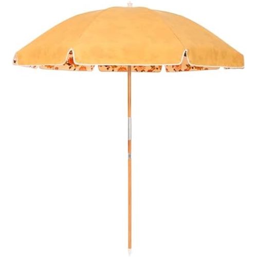 Business & Pleasure Co. Rio Umbrella Scalloped Brim For Beach, Patio or Picnic - 6' Boho Beach Umbrella, 7' Tall Wood Pole, UPF 50+