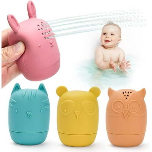 Bath Toys for Kids 1 2 3 Year Old, Silicone Mold Free Water Animal Toys Bath Toy for Toddlers 1-3, Baby Bath Toys for 1 2 3 Year Old Boys Girls