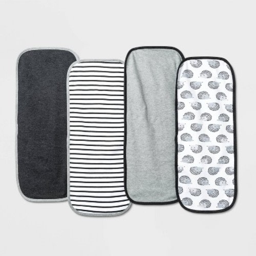 Baby 4pk Burp Cloth Set - Cloud Island™ Black/White One Size
