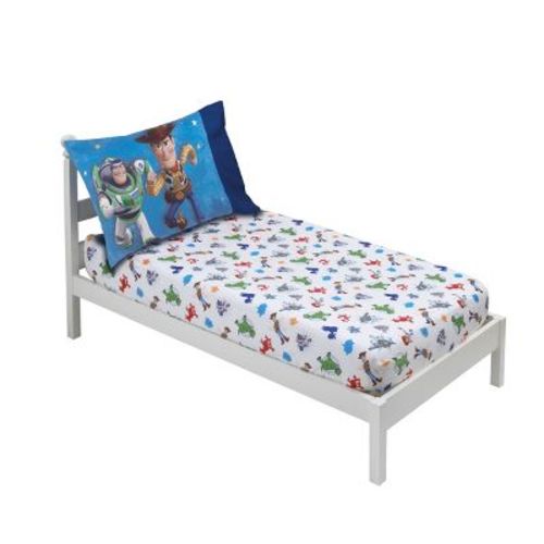 Disney Toy Story 4 - Blue, Green, Red And White 2 Pack Toddler Fitted Crib Sheet And Standard Size Pillowcase Set