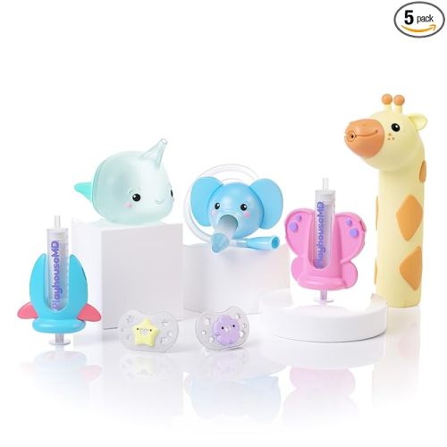 Playhouse MD Ultimate Cough and Cold Bundle – 5-in-1 Kit with Forehead & Ear Infrared Thermometer, Baby Nasal Aspirator & Nasal Bulb, Medicine Syringe Pacifier Dispenser | Toddler & Baby Essentials