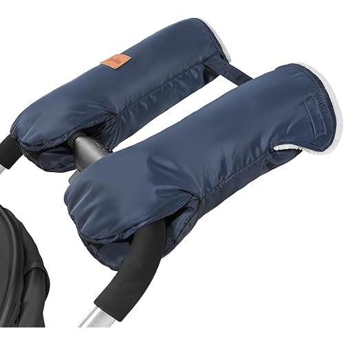 Zooawa Stroller Gloves, Universal Stroller Hand Muff with Warm Polar Fleece, Baby Stroller Gloves with Vel-cro Design, Waterproof and Snowproof Stroller Mittens for Stroller Accessories, Indigo