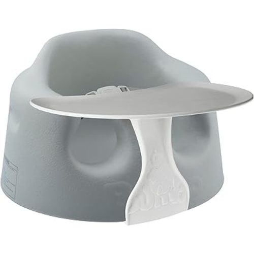 Bumbo Baby Floor Seat, Portable Infant Sit Up Activity and Eating Chair w/Tray, Cool Grey