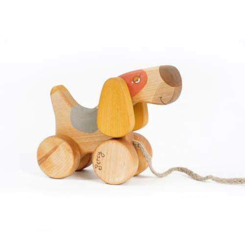 Personalized Pull Toy Dog, Heirloom Toys, Natural Wood Toys for 1 year old