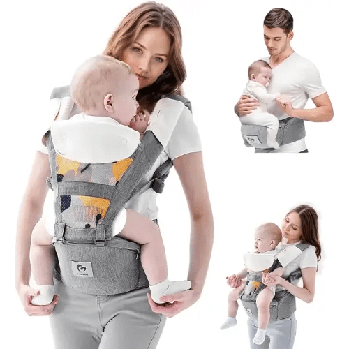 Baby Carrier, Bellababy Multifunction Baby Carrier Hip Seat (Ergonomic M Position) for 3-36 Month Baby, 6-in-1 Ways to Carry, All Seasons, Adjustable Size, Perfect for Shopping Travelling (Grey)