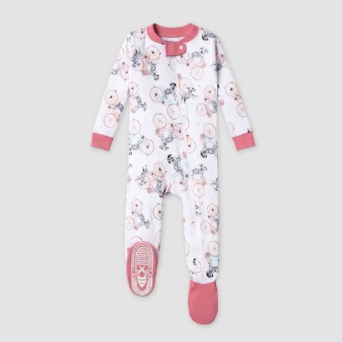 Burt's Bees Baby® Baby Girls' Cycling Dalmatians Snug Fit Footed Pajama - White/Pink, Size: 3-6M