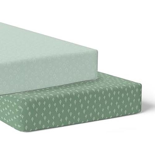 2 PK Cot Fitted Sheet Avocado/Forest : Amazon.com.au: Baby