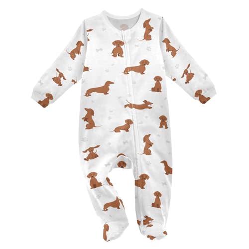 vvfelixl Exercises Doberman Dog Baby Sleepers For Girl Boys Newborn Baby Play One-Piece Footies For 0-24 Months White