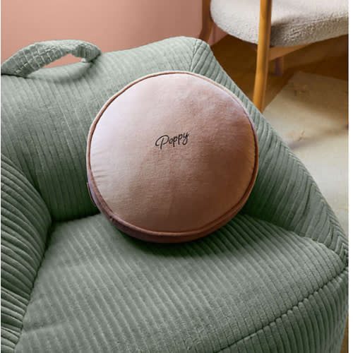 Harriet Round Rosy Mauve Velvet Kids Throw Pillow