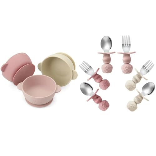 PandaEar 3 Pack Baby Bowls & 6 Pack Baby Spoons and Forks