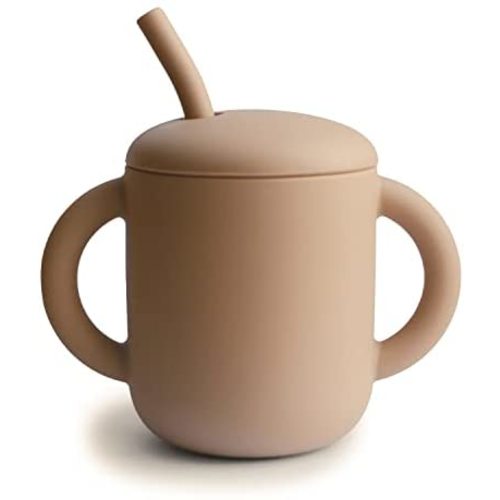 mushie 100% Silicone Training Cup & Straw for Toddlers | 6 Months+ (Natural)