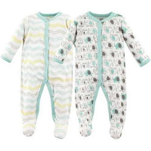 Luvable Friends Baby Cotton Snap Sleep and Play 2pk, Elephants, Size: 3-6 months