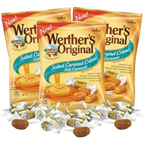 Werther's Original Soft Salted Caramels, Individually Wrapped Candies, 2.22 Ounces (Pack of 3)