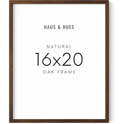 HAUS AND HUES Walnut Rustic Wood Wall Photo Frames - 16x20 Picture Frames for Wall, 16x20 Wood Picture Frames, 16x20 Poster Frames for Wall, Wooden Picture Frames (Walnut Oak Frame)