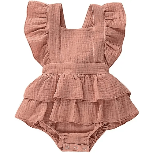 Newborn Baby Girls Ruffle Romper Jumpsuit Bodysuit Headband Summer Clothes Outifis