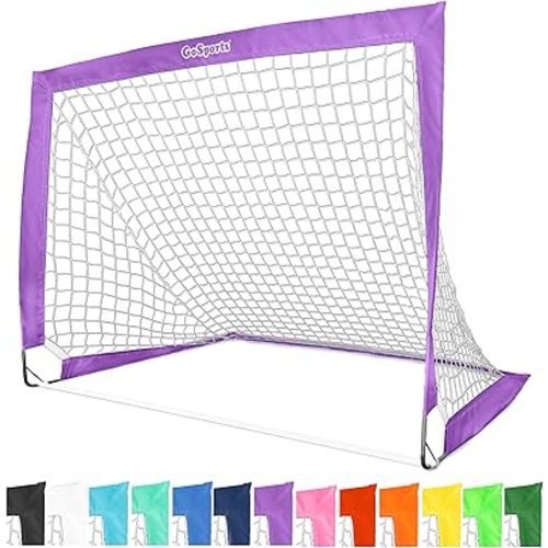 GoSports Portable Soccer Goals for Kids - 13 Color Options - Choose 4 x 3 ft or 6 x 4 ft - Team Tone Pop Up Nets for Backyard