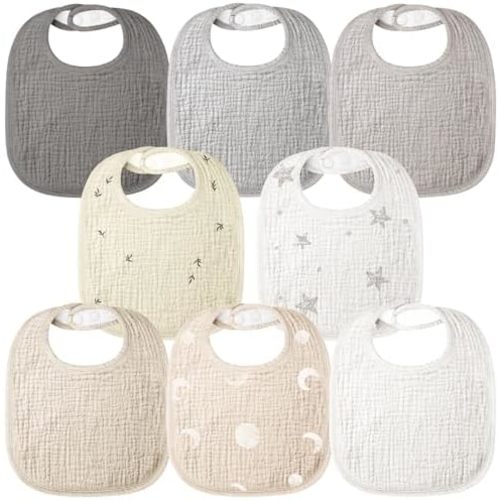 Muslin Baby Bibs 100% Cotton Baby Bandana Drool Bibs for Unisex Baby Girls Boys Toddlers Drooling and Teething