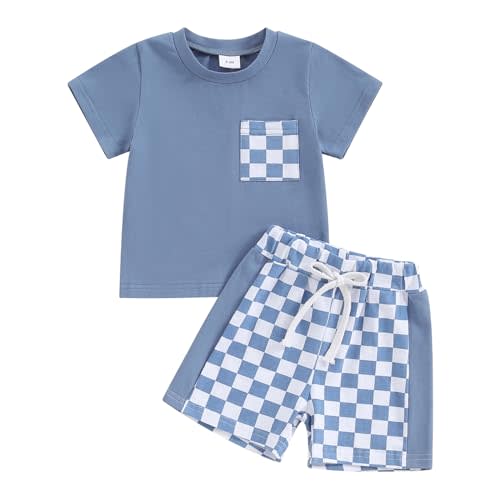 Sprifallbaby Baby Boy Summer Clothes Short Sleeve Plaid Shirt Infant Toddler Boys Outfits Patchwork Checkerboard Shorts Sets