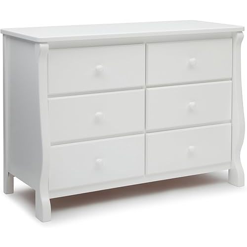Delta Children Universal 6 Drawer Dresser with Interlocking Drawers - Greenguard Gold Certified, White