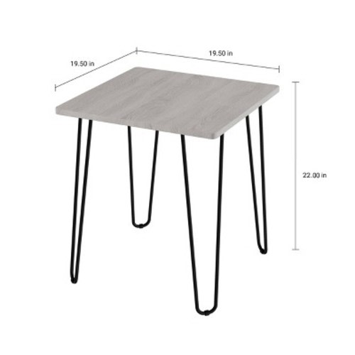 End Table with Hairpin Legs Woodgrain Look Gray - Yorkshire Home