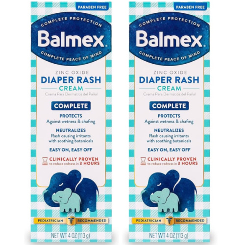 Balmex Complete Protection Baby Diaper Rash Cream with Zinc Oxide + Soothing Botanicals, 4 Ounce (Pack of 2)