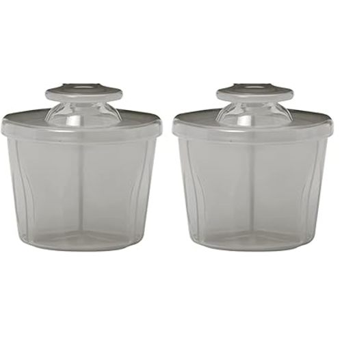 Dr. Brown's Baby Formula Dispenser with Snap-On Lid for On-The-Go Feedings,Milk Powder Dispenser for Traveling with Infant,Gray (Pack of 2)
