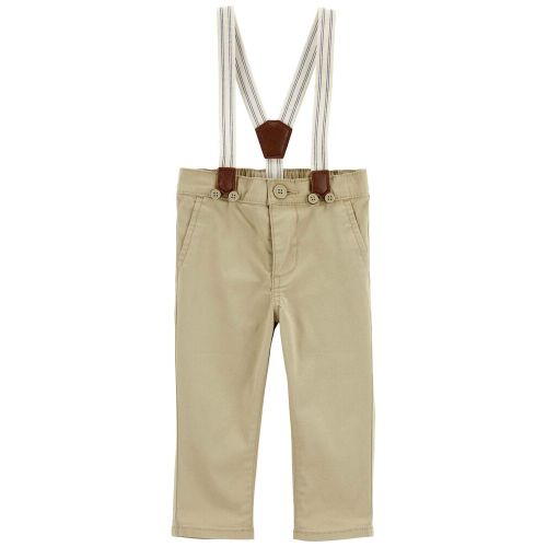 Khaki Baby Twill Suspender Pants