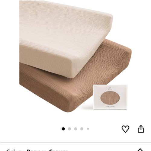 Konssy 2 Pack Muslin Changing Pad Covers for Boys, Ultra Soft & Breathable Cotton Baby Diaper Changing Table Covers, Neutral Nursery Diaper Changing Pad Sheets (Brown,Cream)