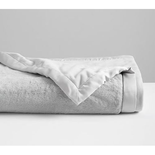 Fur Luxe Trim Baby Blanket, Stroller Blanket, Gray