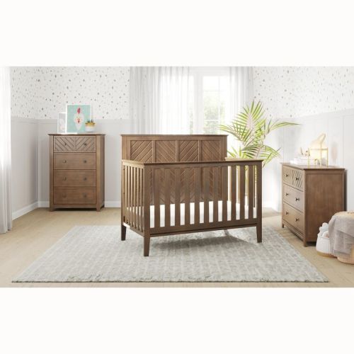Child Craft Atwood Crib, Dresser And Chest Nursery Set, 3-piece, Includes 4-in-1 Convertible Crib, Dresser And Chest (cocoa Bean Brown)
