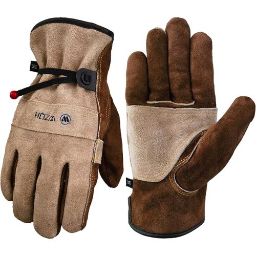 Leather Work Gloves for Men or Women. Medium Glove for Gardening, Tig/Mig Welding, Construction, Chainsaw, Farm, Ranch, etc. Cowhide, Cotton Lined, Utility, Firm Grip, Durable. Coffee-grey M