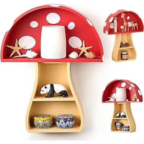 Floating Mushroom Shelf: Whimsical Wall Decor for Nursery, Bedroom, Living Room, Kitchen & Bathroom, Cottage Core Room Decor, Perfect for Christmas Decor