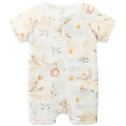 Baby Boy Girl Romper Short Sleeve 100% Cotton Bodysuit Outfits Double Zipper Jumpsuit Summer