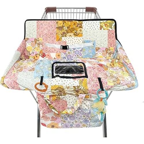 Shopping Cart Cover for Baby,2-in-1 High Chair Cover with Portable Cloth Bag,Cart Seat Pad for Babies Grocery Cushion Cover Restaurant,Suitable for All Supermarkets