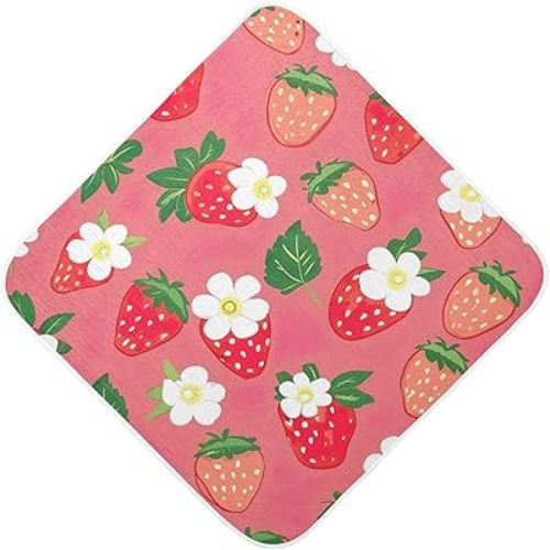 Strawberry Baby Towel, Ultra Soft Absorbent Cotton Baby Hooded Bath Towel for Newborn Baby Boy Girl, Toddler, Infant Registry Gift - 35 x 35 Inch